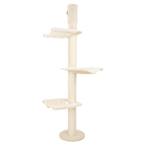 Woody-Deckenspanner mit Hängematten, Deckenhöhe wählbar 230-300 cm, 15 cm Premium-Sisalstämme mit 10 mm Sisalseil, 3 Liegeplätze (Hängematten)