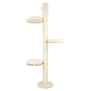 Woody-Deckenspanner mit 48 cm Ohrplatte + Bettchen, Deckenhöhe wählbar 230-300 cm, 15 cm Premium-Sisalstämme mit 10 mm Sisalseil