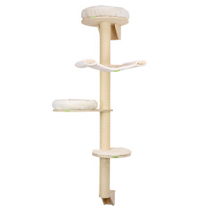 Woody-Wandkratzbaum "Leo", Gesamthöhe inkl. Bettchen ca. 210 cm, 12 cm Sisalstämme (45 cm Länge, Premium- oder Standard-Sisalstämme), 4 Liegeebenen