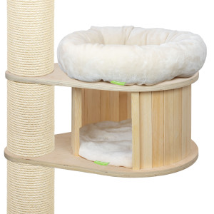 Woody-Holzhaus mit zwei Ohrplatten für Kratzbäume, Holzhaus aus der Woody-Serie, Höhe 28 cm, aus stabilen Birken-Sperrholz (18 mm) und Massivholz