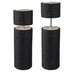 14 cm Premium-Vollholz-Deckenspanner (Schwarz) für Kratzbäume, ca. 14 cm Durchmesser* (bei 10 mm Sisalseil), Spannbereich: 35-85 cm, Made in Germany!