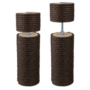 10 cm Premium-Vollholz-Deckenspanner (Braun) für Kratzbäume, ca. 10 cm Durchmesser* (bei 10 mm Sisalseil), Spannbereich: 35-85 cm, Sisalfarbe: Braun