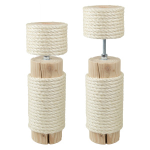 10 cm Designer-Vollholz-Deckenspanner (Natur) für Kratzbäume, ca. 10 cm Durchmesser* (bei 10 mm Sisalseil), Spannbereich: 35-85 cm, Sisalfarbe: Natur