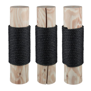 16 cm Designer-Vollholz-Sisalstamm (Holzkern 14 cm) (Schwarz), ca. 16 cm Durchmesser* (bei 10 mm Sisalseil), Sisalseildicke: 6-16 mm, Made in Germany!