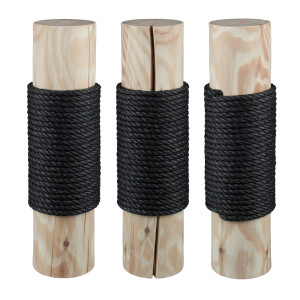 10 cm Designer-Vollholz-Sisalstamm (Holzkern 8 cm) (Schwarz), ca. 10 cm Durchmesser* (bei 10 mm Sisalseil), Sisalseildicke: 6-16 mm, Made in Germany!