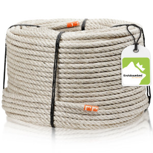 Premium-Sisalseil Sandgrau 6-16 mm für Kratzbäume, Länge wählbar, Sisal 6 mm: 3 Litzen, Sisal 8-16 mm: 4 Litzen, Farbe: Sandgrau