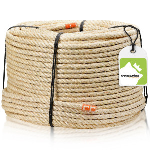 Sisalseil Natur 6-12 mm für Kratzbäume, Länge wählbar, Sisal 6 mm: 3 Litzen, Sisal 8-12 mm: 4 Litzen, Farbe: Natur
