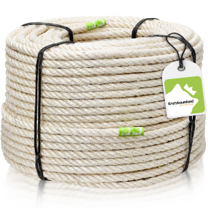 Premium-Sisalseil Natur 6-40 mm für Kratzbäume, Länge wählbar, Sisal 6 mm: 3 Litzen, Sisal 8-40 mm: 4 Litzen, Farbe: Natur