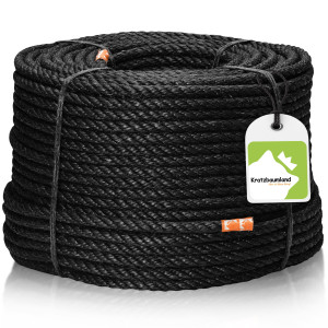 Premium-Sisalseil Schwarz 6-16 mm für Kratzbäume, Länge wählbar, Sisal 6 mm: 3 Litzen, Sisal 8-16 mm: 4 Litzen, Farbe: Schwarz