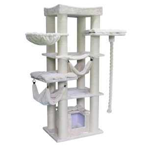 Nobby Kratzbaum "RUBI", Grundfläche: 60x80 cm, Höhe: ca. 197 cm, Sisalstämme: 15 cm Durchmesser, Plüschfarbe: Grau, Dunkelgrau, Creme oder Cappucino