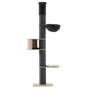 Nobby Kratzbaum "HALIM", Grundfläche: ca. 60x60 cm, Höhe: ca. 220-250 cm, Sisalstämme: 20 cm Durchmesser, Plüschfarbe: Dunkelgrau/Creme