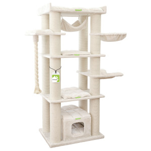 Kratzbaum Tiger XXL, robust und langlebig: 15 cm Sisalstämme mit 6 mm Premium-Sisalseil für intensives Kratzen