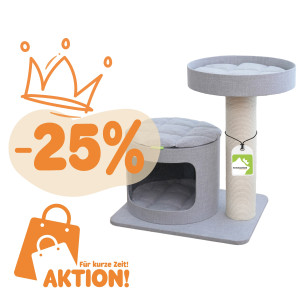 Kratzbaum Rocky M, edles Design mit hochwertigem Designer-Stoff in Grau – modern &amp; langlebig, 15 cm dicker Sisalstamm – ideal für die Krallenpflege