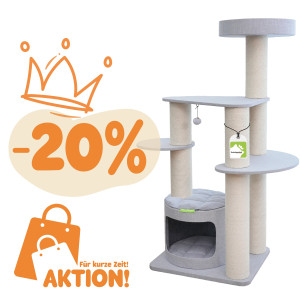 Kratzbaum Rocky XL, edles Design mit hochwertigem Designer-Stoff in Grau – modern &amp; langlebig