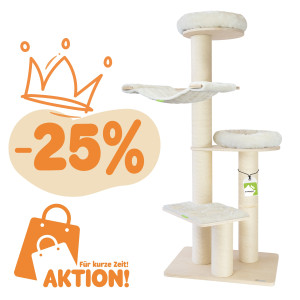 Holzkratzbaum Woody XL, Holzelemente für eine besonders lange Lebensdauer, Stabile Bodenplatte sorgt für sicheren Stand, auch bei großen Katzen