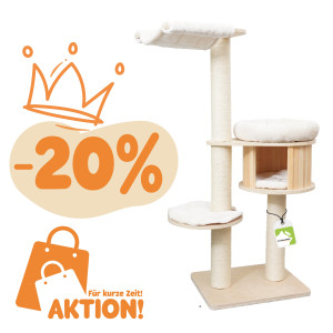 Holzkratzbaum Woody L, Holzelemente für eine besonders lange Lebensdauer, Stabile Bodenplatte sorgt für sicheren Stand, auch bei großen Katzen