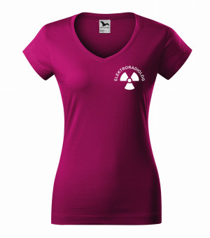 Koszulka V-neck Damska Elektroradiolog 180g - Fit V-neck Fuchsia Red M