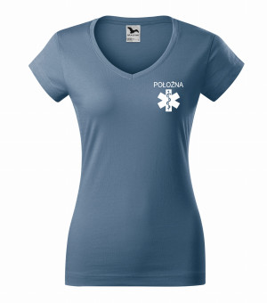 Koszulka V-neck Damska Położna 180g - Fit V-neck Denim 2XL
