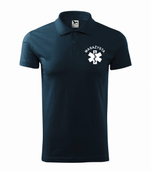 Koszulka Polo Męska Masażysta 180g - Single J. Granatowy XL