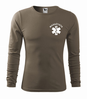 Koszulka Długi Rękaw Męska Masażysta 160g - Fit-T LS Army S