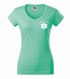 Koszulka V-neck Damska Sanitariuszka 180g - Fit V-neck Miętowy XS
