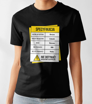 Koszulka Damska Prezent Na Urodziny Specyfikacja
