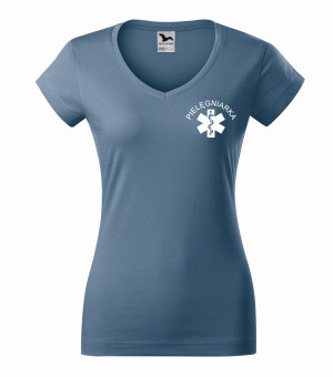 Koszulka V-neck Pielęgniarka 180g - Fit V-neck Denim S