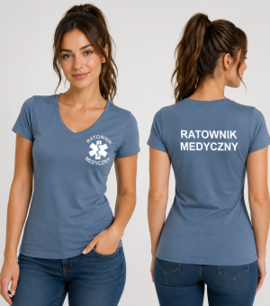 Koszulka V-neck Damska Ratownik Medyczny 180g - Fit V-neck