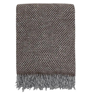 Wełniany Pled Høie of Scandinavia Hekla 125x170 Naturgra 100% czysta wełna, Certyfikat Woolmark
