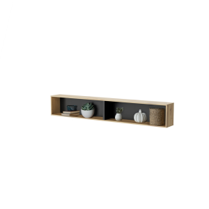 Półka wisząca Bed Concept BC-30 211x33x25 cm, Dąb artisan/Czarny półka, półka wisząca, półka ścienna, półka lenart, półka do półkotapczanu, meble lenart, lenart, bed concept, meble bed concep
