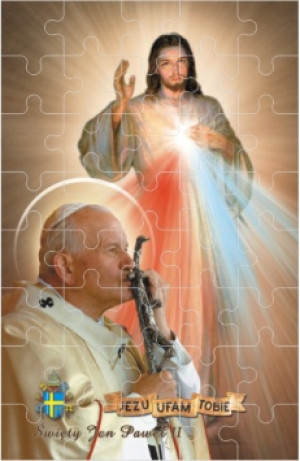 Puzzle - Jezus Miłosierny, Matka Boża Częstochowska i Papież Jan Paweł II