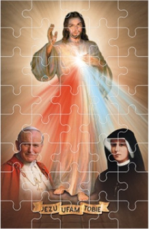Puzzle - Jezus Miłosierny, Jan Paweł II i Siostra Faustyna
