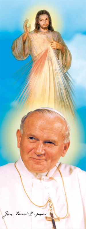 Baner Jezus Miłosierny i Święty Jan Paweł II 75x200cm