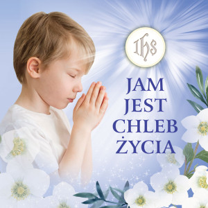 Baner na I Komunię Świętą "Jam jest chleb życia" 150x150cm
