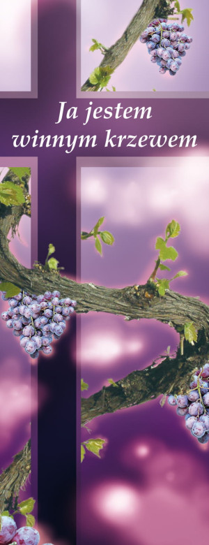 Baner na Boże Ciało "Ja jestem winnym krzewem" 50x130 cm