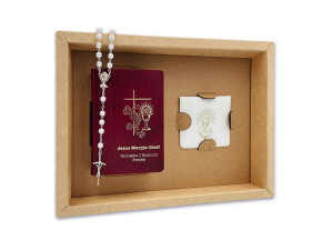Zestaw komunijny - biały/czarny różaniec w etui i modlitewnik