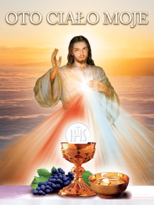 Baner na Boże Ciało, "Oto ciało moje" - Jezu Ufam Tobie 75x100 cm