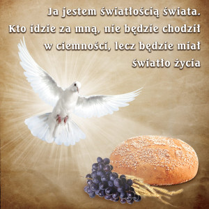 Baner na Boże Ciało, "Ja jestem światłością świata.." 150x150 cm