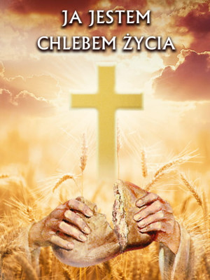 Baner na Boże Ciało, "Ja jestem chlebem życia" 75x100 cm
