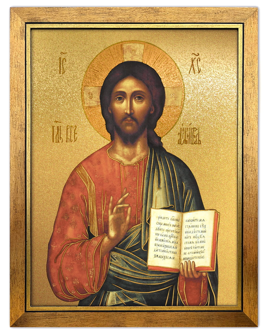 Obraz złocony w ramie, Jezus Chrystus Pantokrator