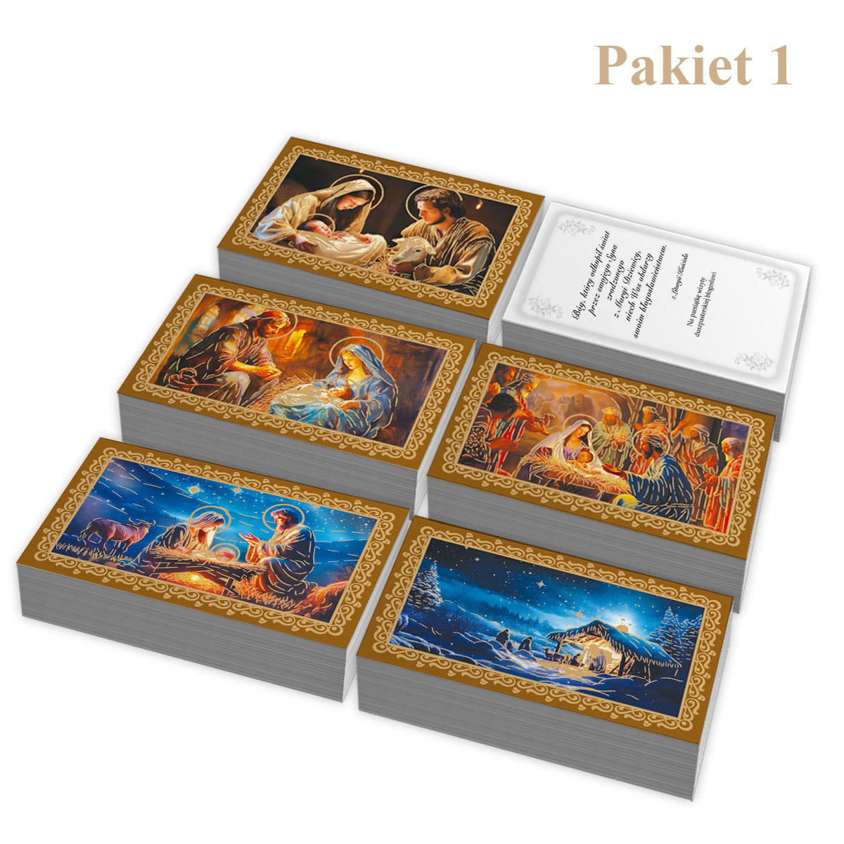 Obrazki kolędowe na złotym kartonie - mix wzorów - pakiet 1 (500 szt.)