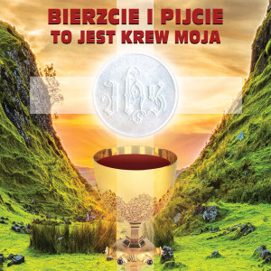 Baner na Boże Ciało, Bierzcie i pijcie to jest krew moja 150x150 cm