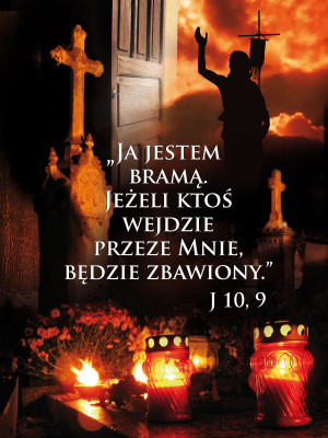 Baner na Wszystkich Świętych "Ja jestem bramą..." 75x100 cm