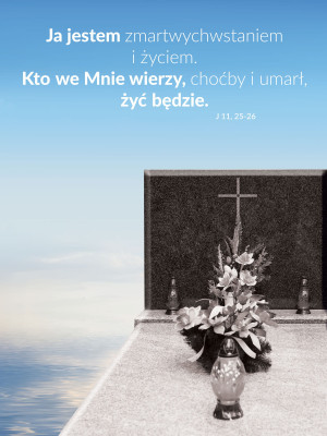Baner religijny na Wszystkich Świętych - Ja jestem zmartwychwstaniem i życiem... 75x100 cm