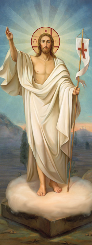 Baner religijny - Jezus Zmartwychwstały 75x200 cm