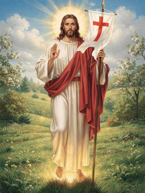 Baner religijny - Jezus Zmartwychwstały 75x100 cm