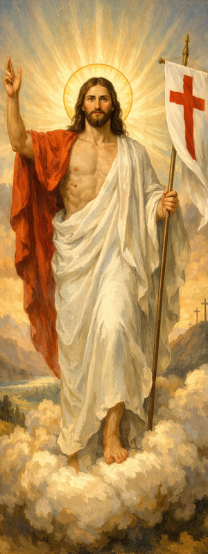 Baner religijny - Jezus Zmartwychwstały 75x200 cm