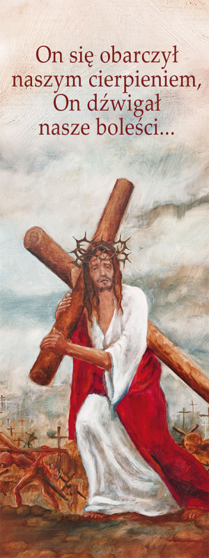 Baner na Wielki Post "On się obarczył naszym.." 75x200cm