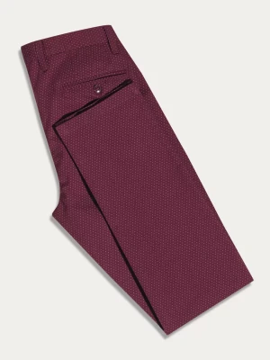 Bordowe bawełniane spodnie chino slim w beżowy wzór PRIME RICCARDO