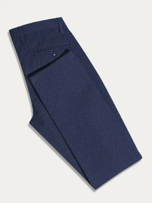 Granatowe bawełniane spodnie chino slim w biały wzór PRIME RICCARDO